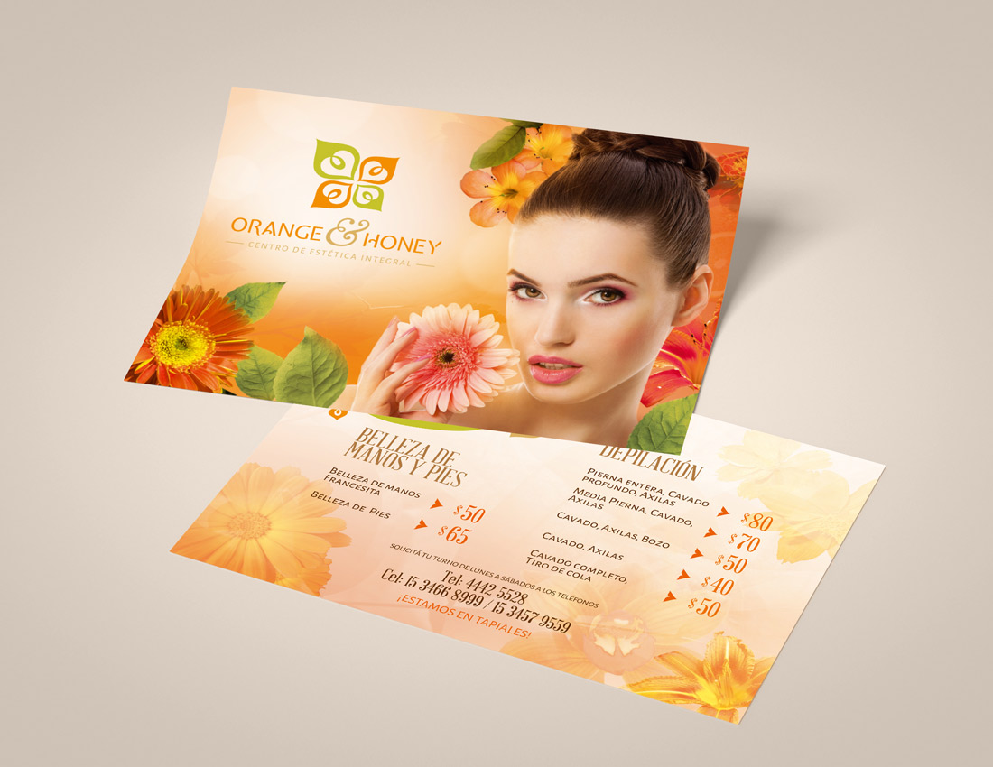Diseño de flyers para Orange & Honey.