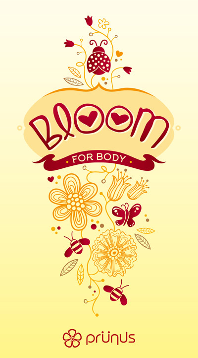 Diseño de etiqueta para fragancia Bloom de Prünus.