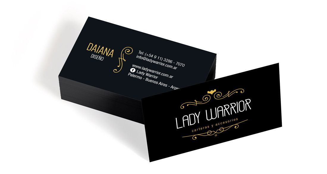 Diseño de tarjetas para Lady Warrior.